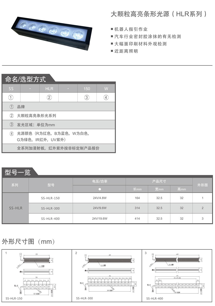 大顆粒高亮條形光源（HLR系列）